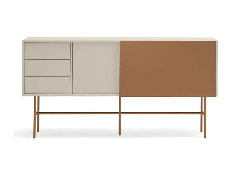 Nube - Buffet avec porte coulissante en bois L180cm - Marron argile