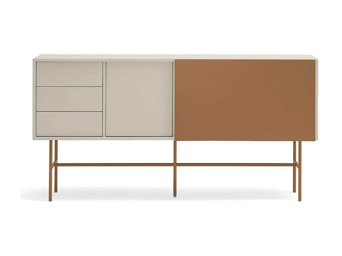 Nube - Buffet avec porte coulissante en bois L180cm - Marron argile