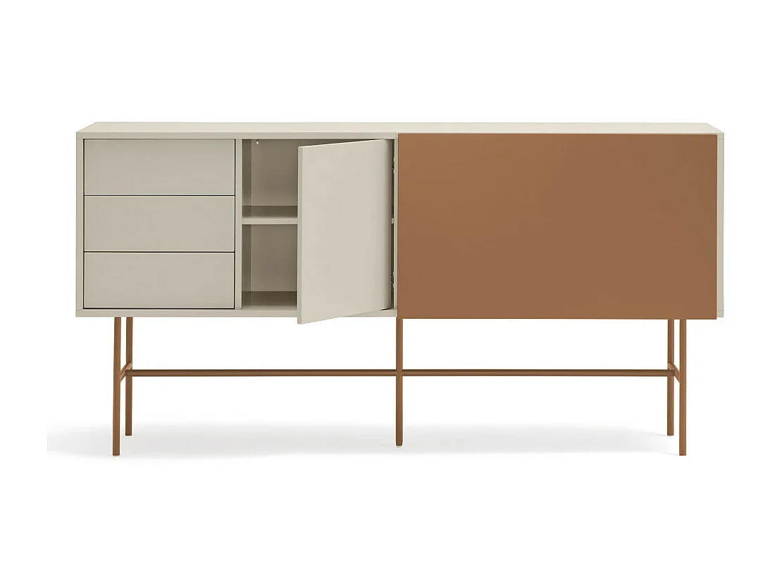 Nube - Buffet avec porte coulissante en bois L180cm - Marron argile