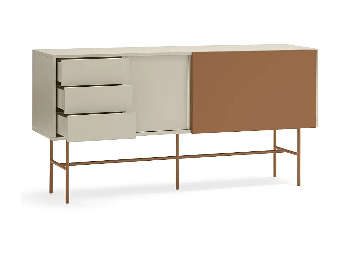 Nube - Buffet avec porte coulissante en bois L180cm - Marron argile