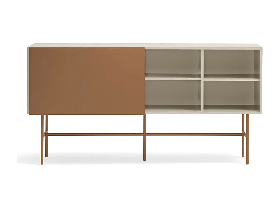 Nube - Buffet avec porte coulissante en bois L180cm - Marron argile