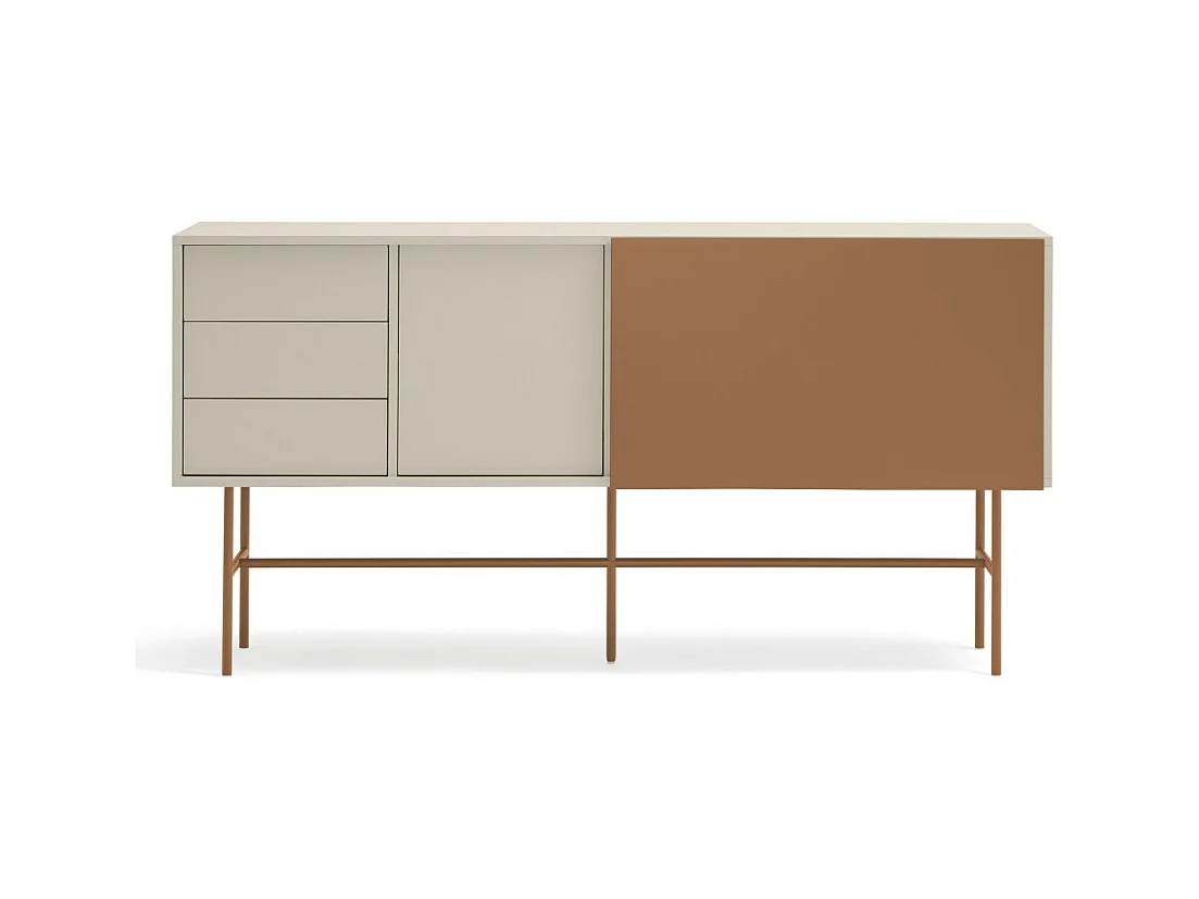 Nube - Buffet avec porte coulissante en bois L180cm - Marron argile