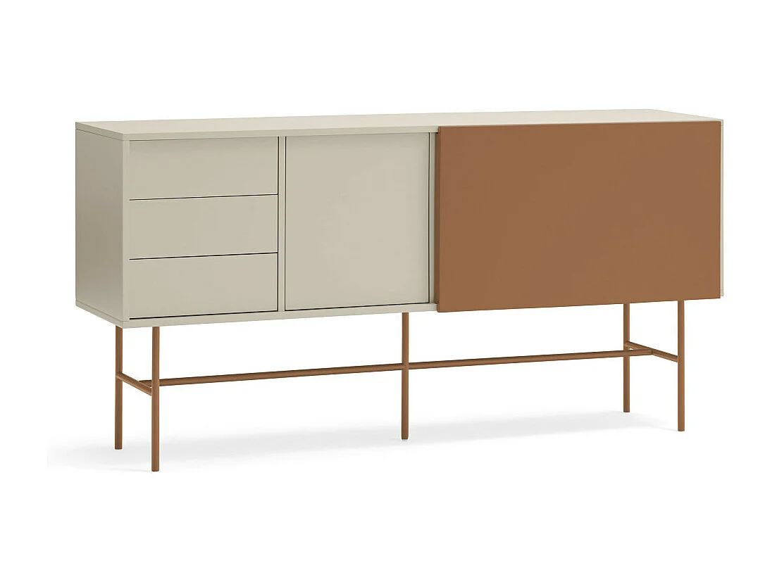 Nube - Buffet avec porte coulissante en bois L180cm - Marron argile