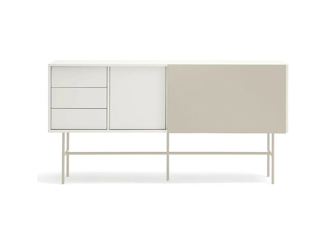 Nube - Buffet avec porte coulissante en bois L180cm - Beige