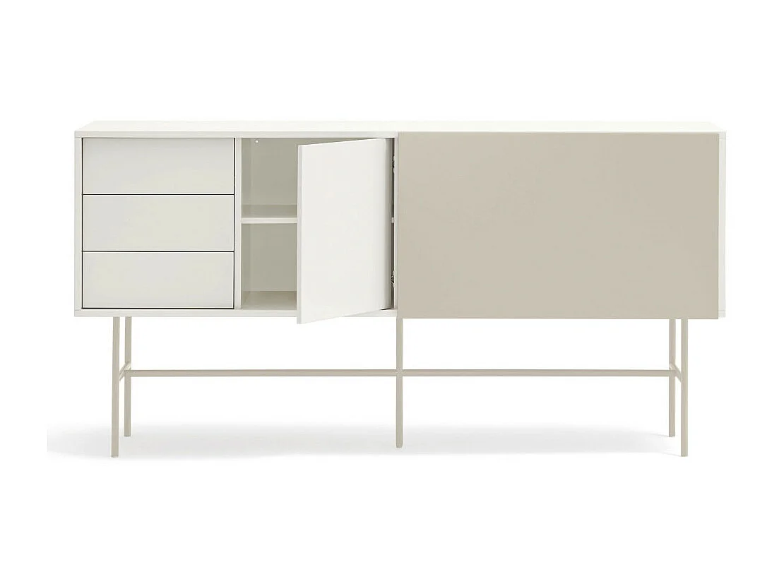 Nube - Buffet avec porte coulissante en bois L180cm - Beige