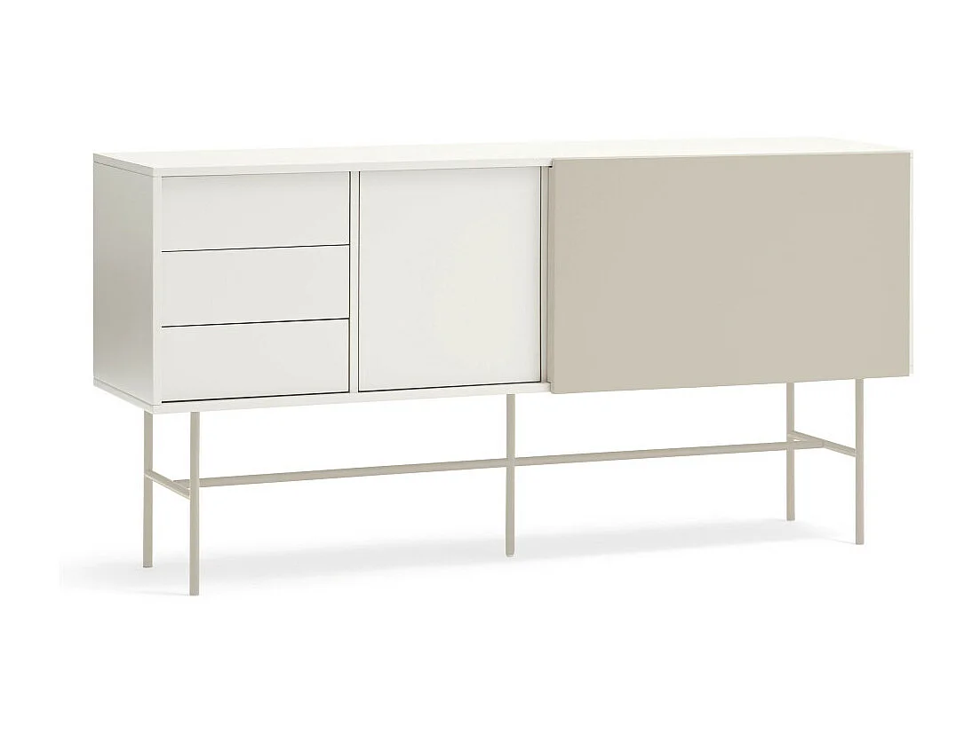 Nube - Buffet avec porte coulissante en bois L180cm - Beige