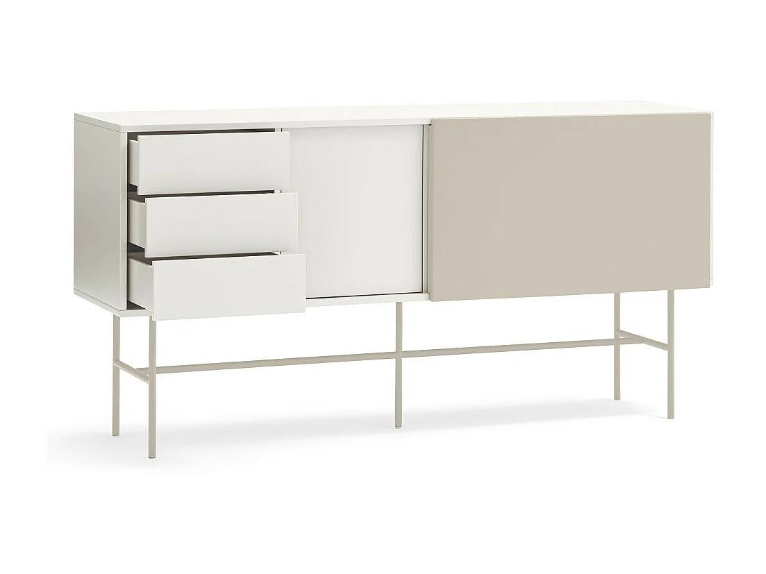 Nube - Buffet avec porte coulissante en bois L180cm - Beige