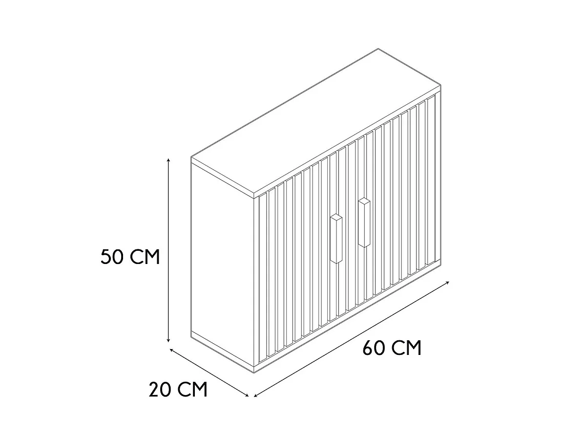 Armadio a muro con 2 ante e frontali scanalati L60 cm - KLAUS