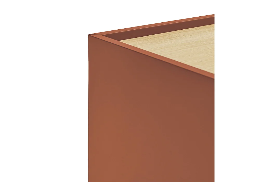 Otto - Console murale 2 portes, 2 tiroirs en bois L110cm - Couleur : Rouge brique