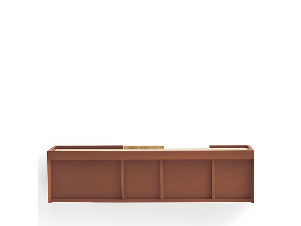 Otto - Console murale 2 portes, 2 tiroirs en bois L110cm - Couleur : Rouge brique