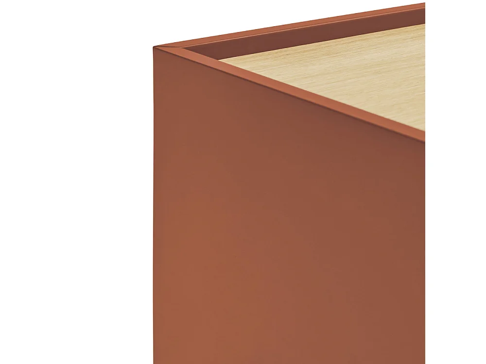 Otto - Console murale 2 portes, 2 tiroirs en bois L110cm - Couleur : Rouge brique