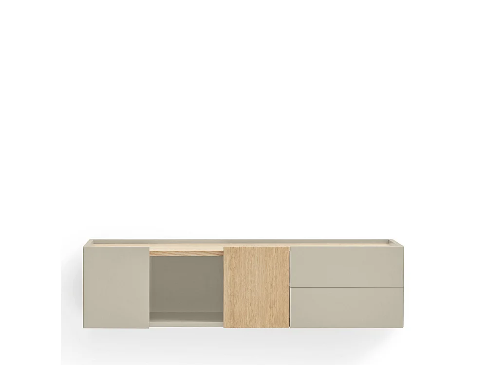 Otto - Console murale 2 portes, 2 tiroirs en bois L110cm - Beige