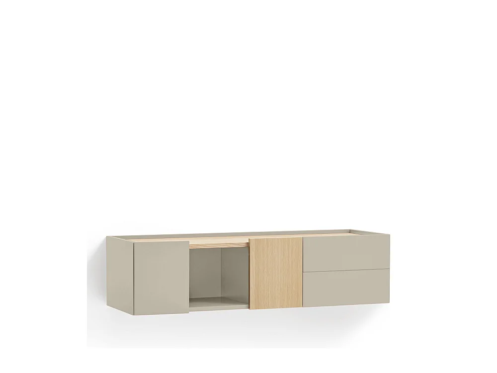 Otto - Console murale 2 portes, 2 tiroirs en bois L110cm - Beige