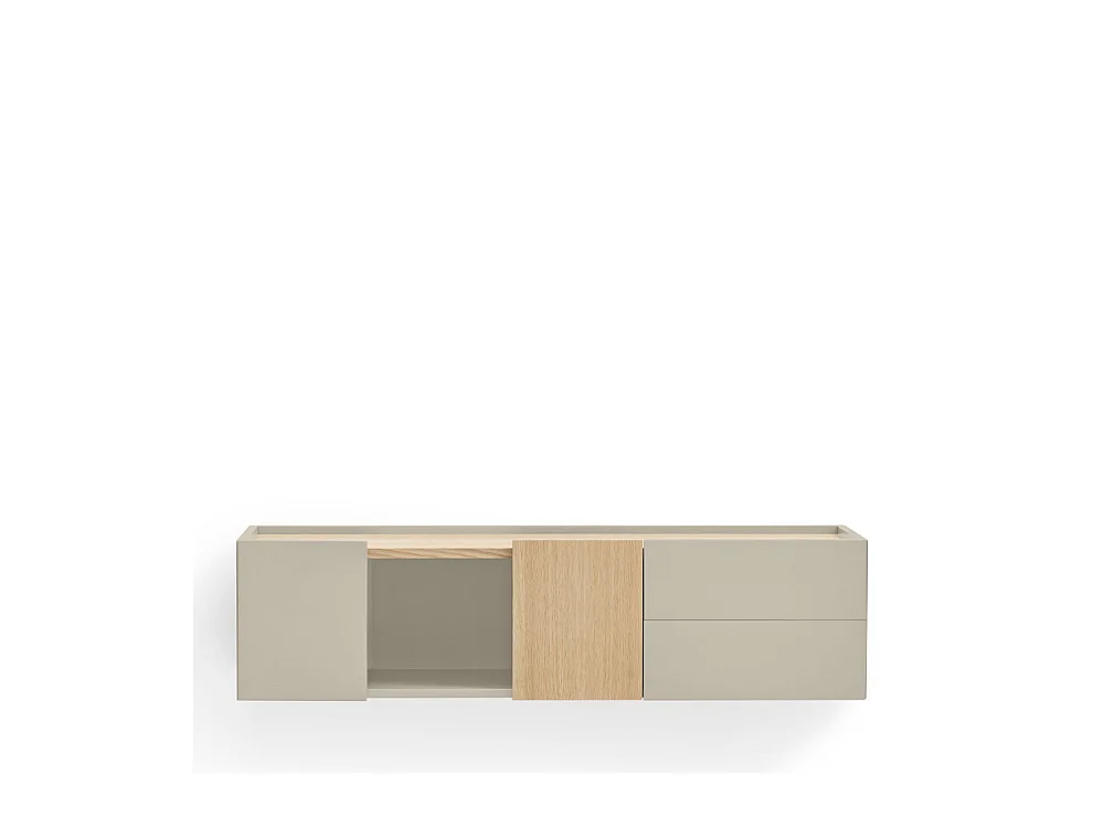 Otto - Console murale 2 portes, 2 tiroirs en bois L110cm - Beige