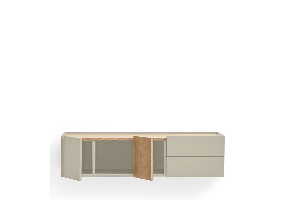 Otto - Console murale 2 portes, 2 tiroirs en bois L110cm - Beige