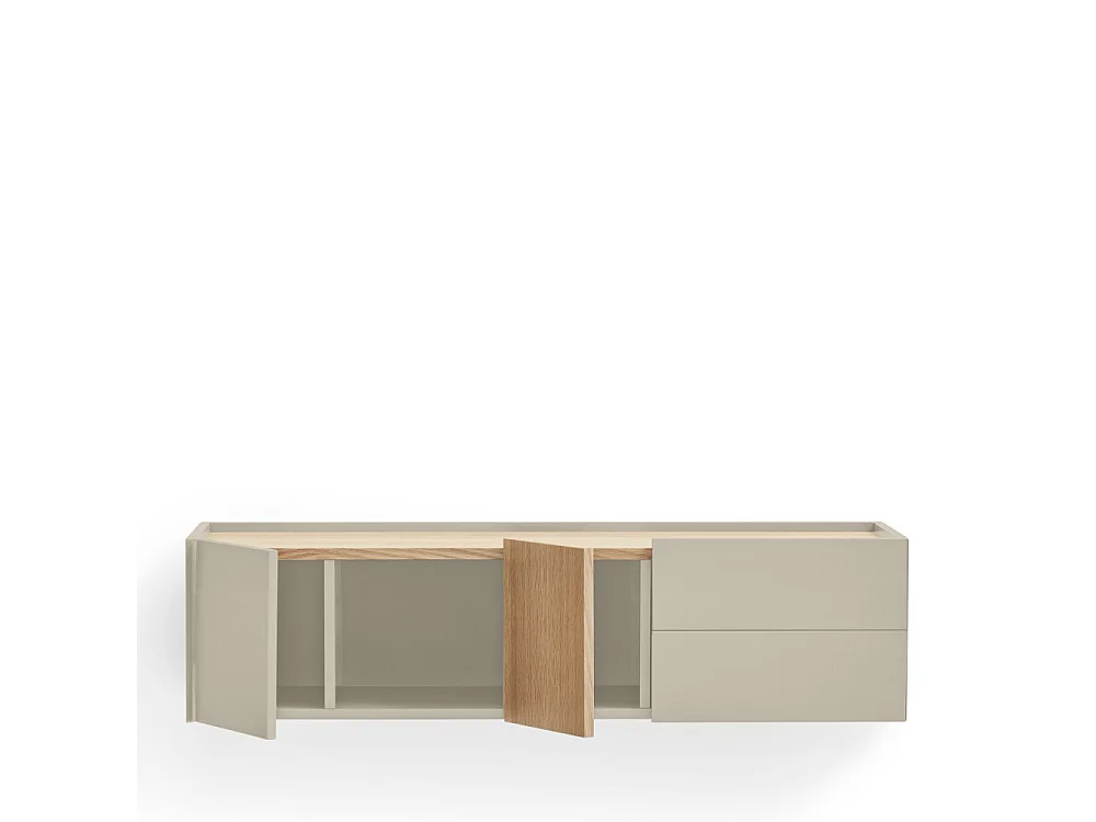 Otto - Console murale 2 portes, 2 tiroirs en bois L110cm - Beige