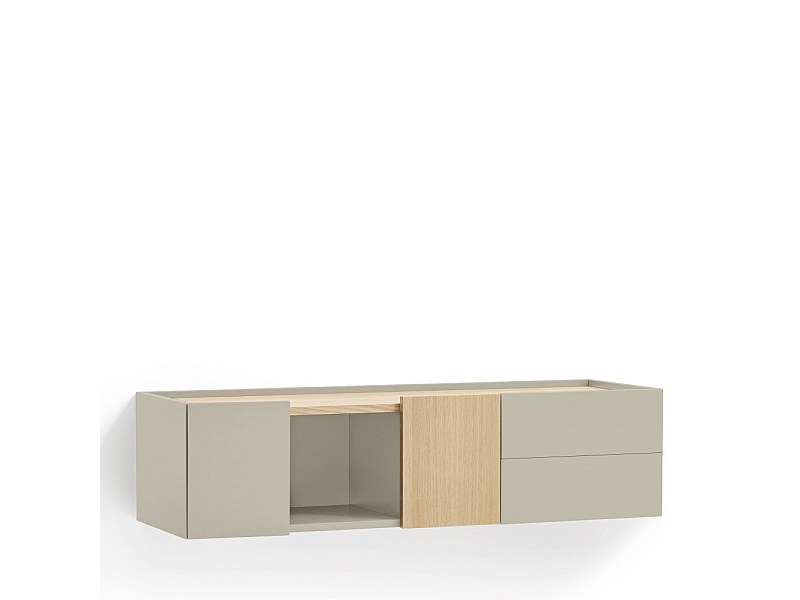 Otto - Console murale 2 portes, 2 tiroirs en bois L110cm - Beige