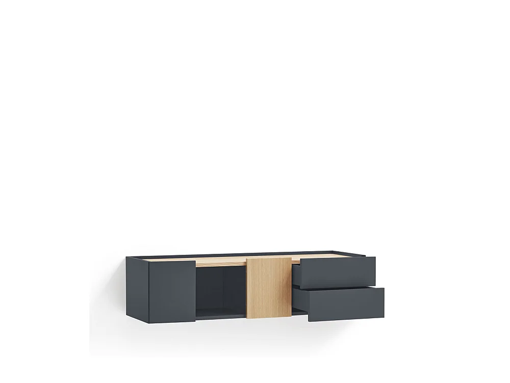 Otto - Console murale 2 portes, 2 tiroirs en bois L110cm - Couleur : Gris anthracite