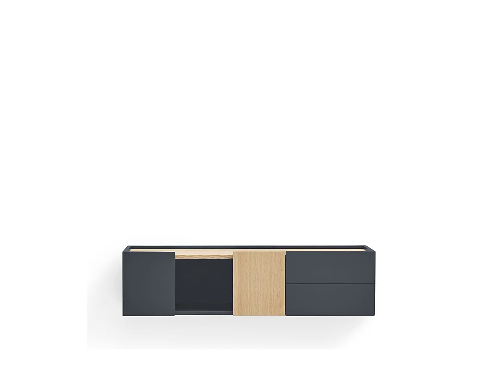Otto - Console murale 2 portes, 2 tiroirs en bois L110cm - Couleur : Gris anthracite