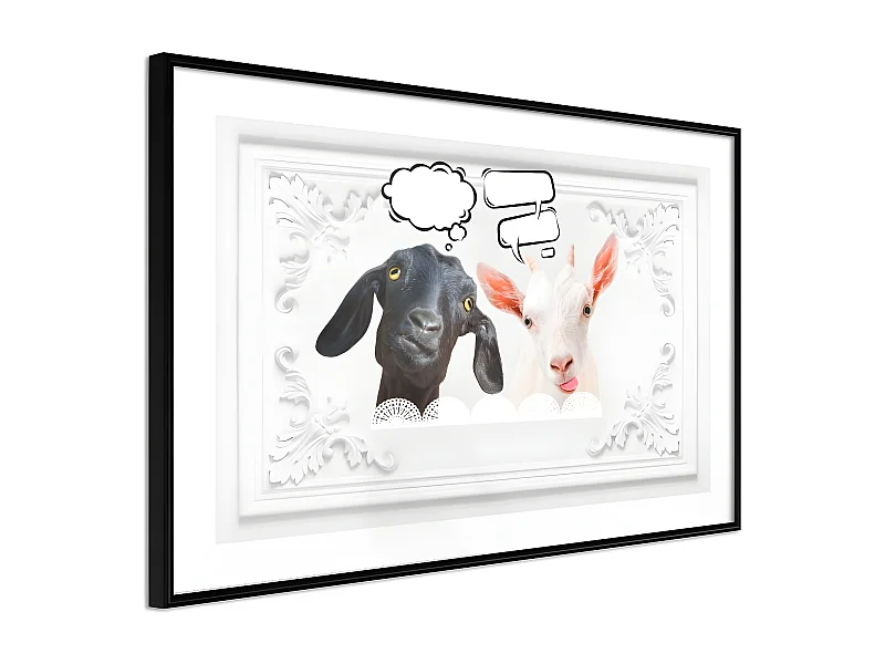 Affiche Murale Encadrée "Conversation of Two Goats" 30 x 20 cm Noir