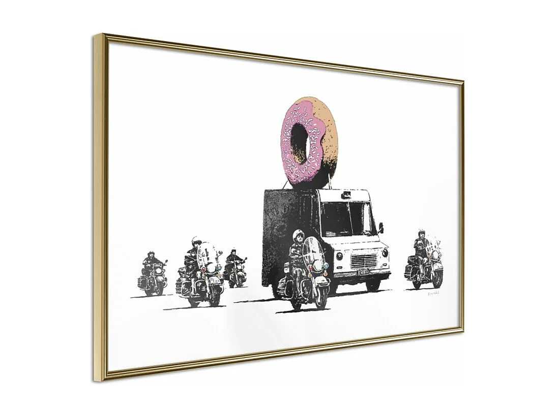 Affiche Murale Encadrée "Banksy Donuts Strawberry" 45 x 30 cm Or