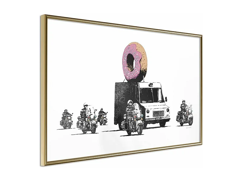 Affiche Murale Encadrée "Banksy Donuts Strawberry" 30 x 20 cm Or