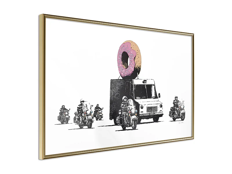 Affiche Murale Encadrée "Banksy Donuts Strawberry" 60 x 40 cm Or
