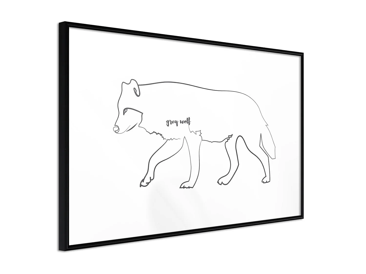 Affiche Murale Encadrée "Grey Wolf" 90 x 60 cm Noir
