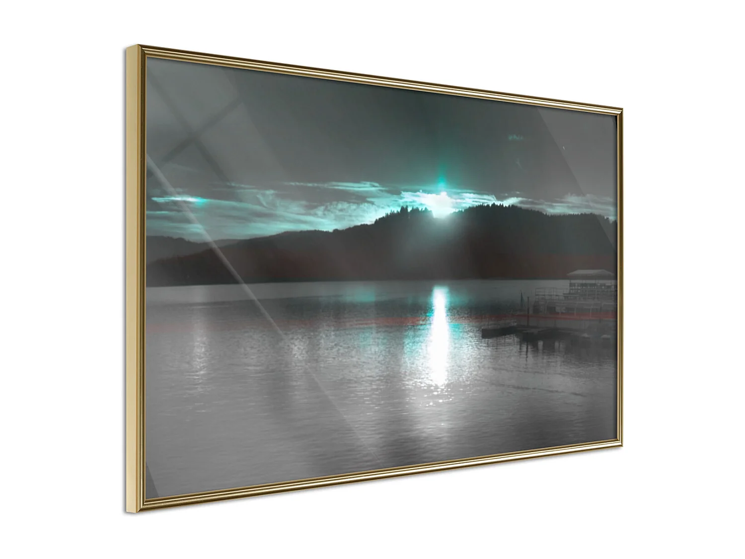 Affiche Murale Encadrée "Aurora at the Horizon " 30 x 20 cm Or