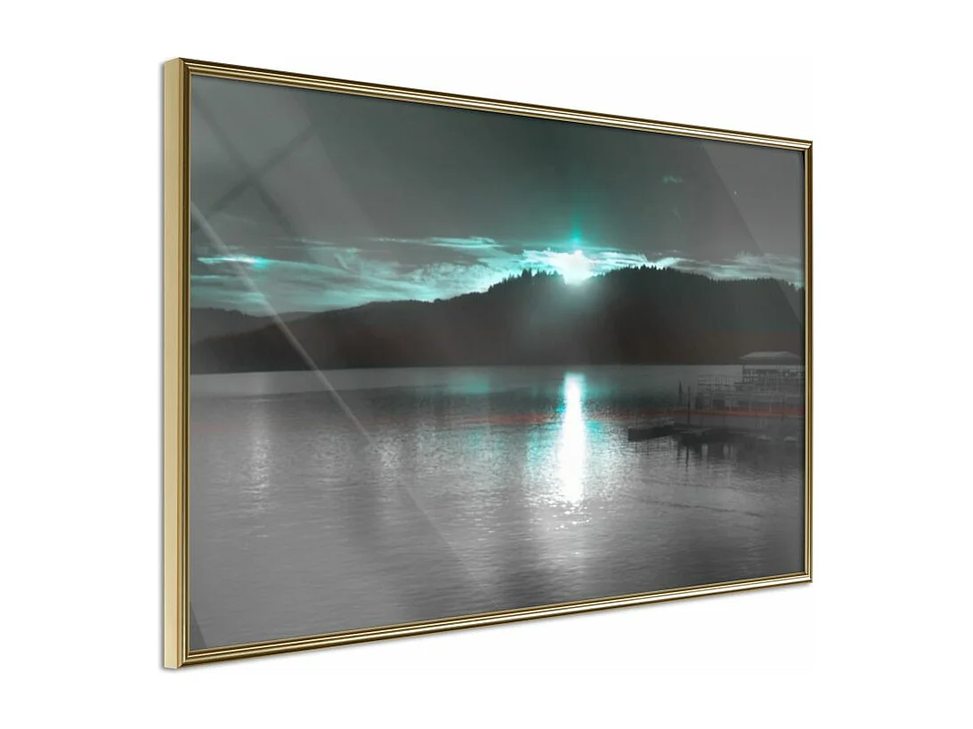 Affiche Murale Encadrée "Aurora at the Horizon " 90 x 60 cm Or