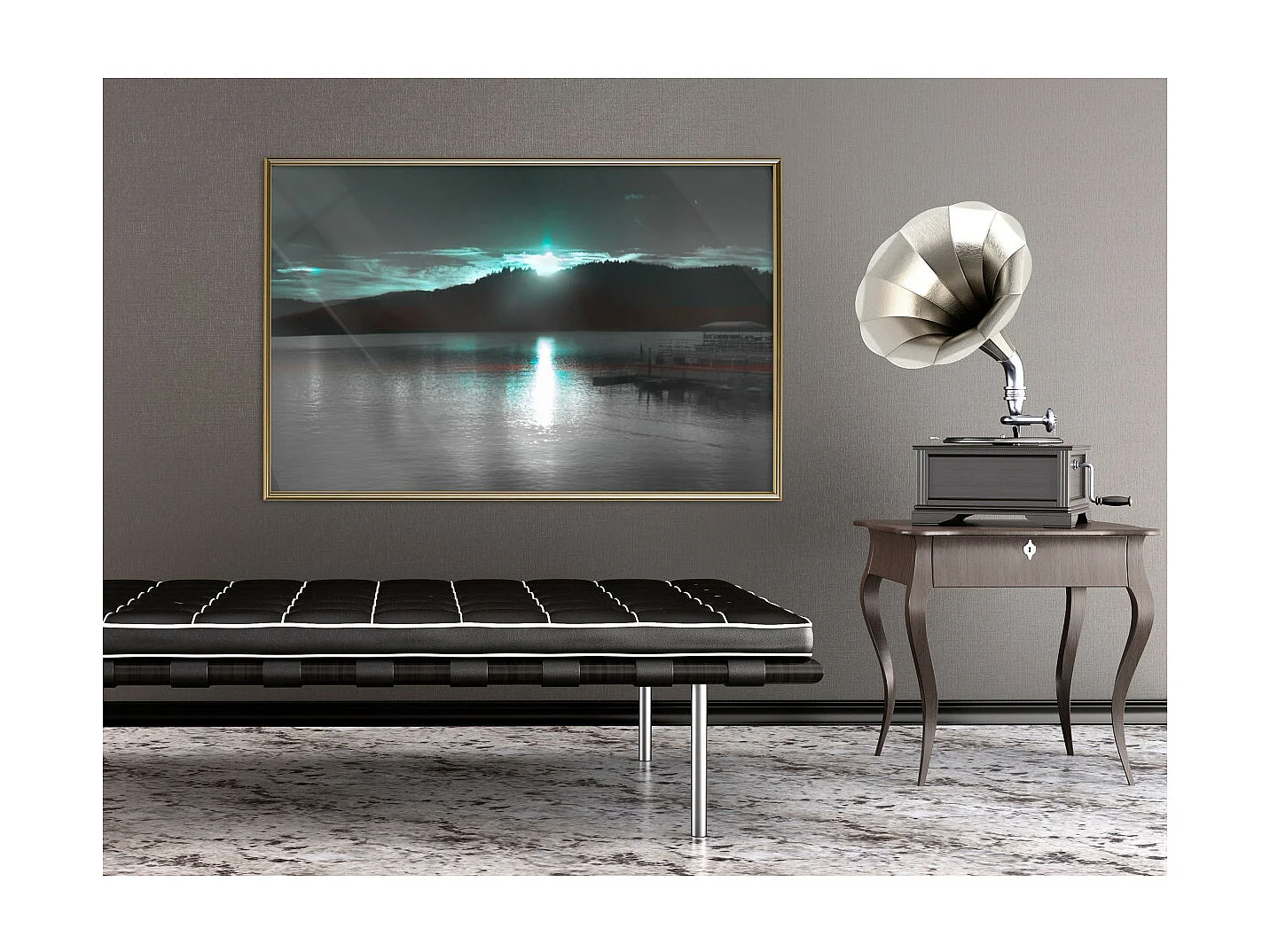 Affiche Murale Encadrée "Aurora at the Horizon " 90 x 60 cm Or