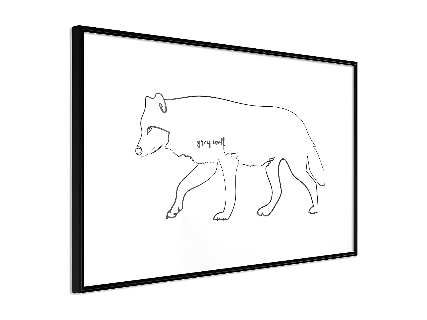 Affiche Murale Encadrée "Grey Wolf" 60 x 40 cm Noir