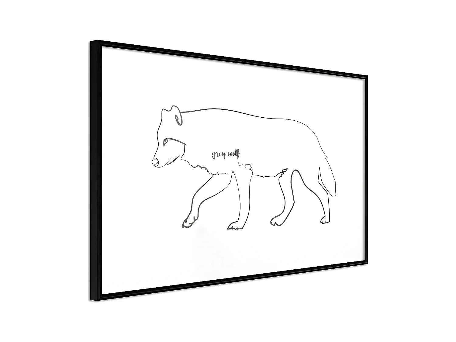 Affiche Murale Encadrée "Grey Wolf" 30 x 20 cm Noir