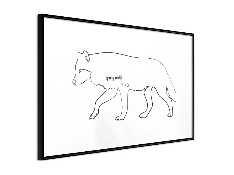 Affiche Murale Encadrée "Grey Wolf" 30 x 20 cm Noir