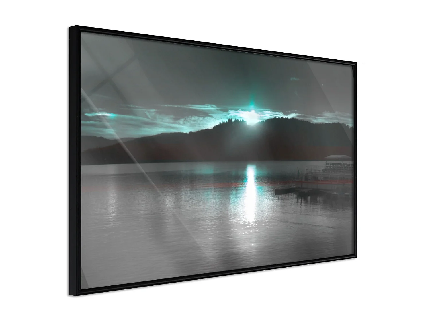 Affiche Murale Encadrée "Aurora at the Horizon " 60 x 40 cm Noir