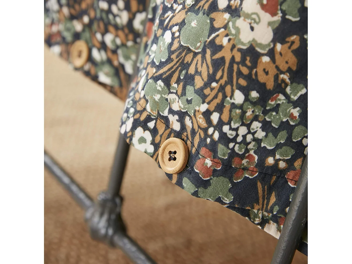 Parure de lit gaze de coton imprimé floral bleu marine 200x200