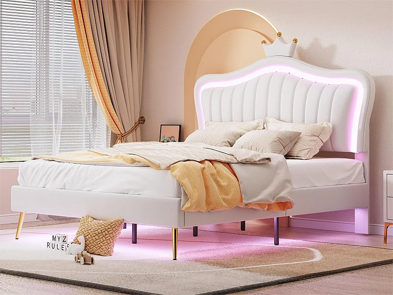 Cama estofada com cabeceira 140 x 200 cm - tecido de linho - box spring incluído - cor linho