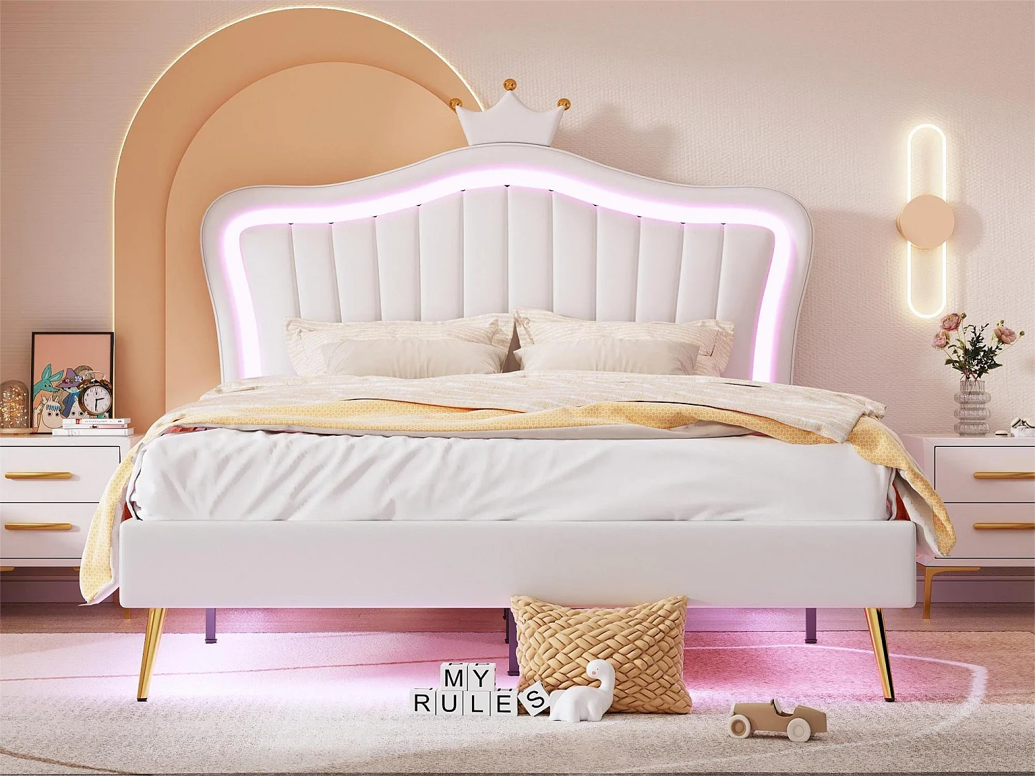 Cama estofada com cabeceira 140 x 200 cm - tecido de linho - box spring incluído - cor linho