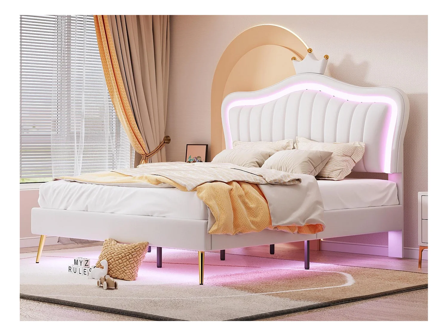 Lit capitonné avec tête de lit 140 x 200 cm - tissu lin - sommier inclus - coloris lin