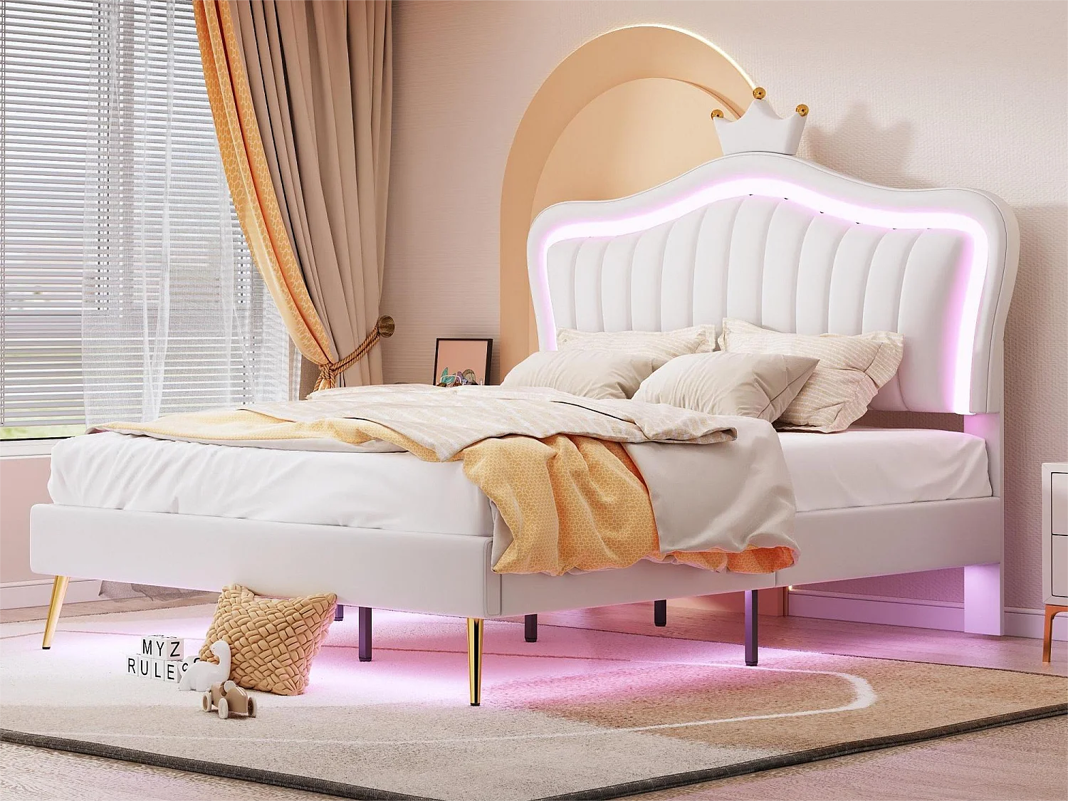 Cama estofada com cabeceira 140 x 200 cm - tecido de linho - box spring incluído - cor linho