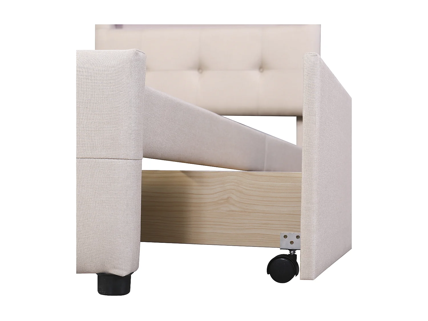 Eenpersoonsbed 90 x 200 cm met 2 lades - linnen stof - LED's - voor kinderen - beige