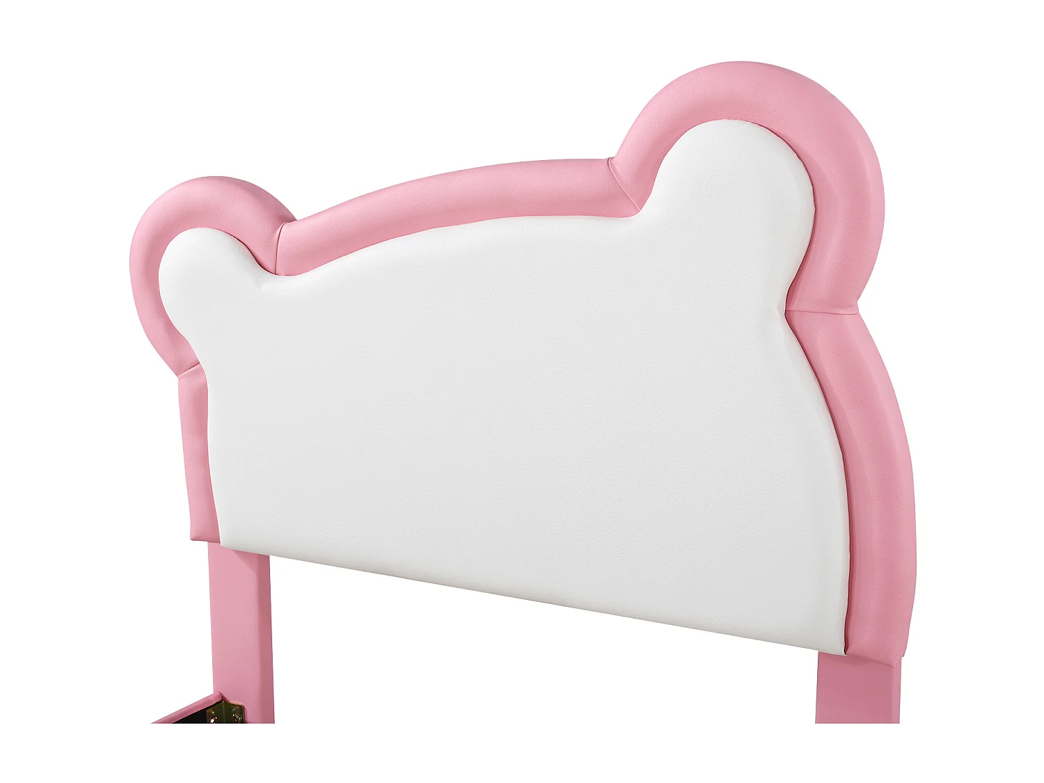 Letto singolo 90 x 200 cm con testiera accogliente orsetto - rete a doghe in legno - ecopelle - colore rosa