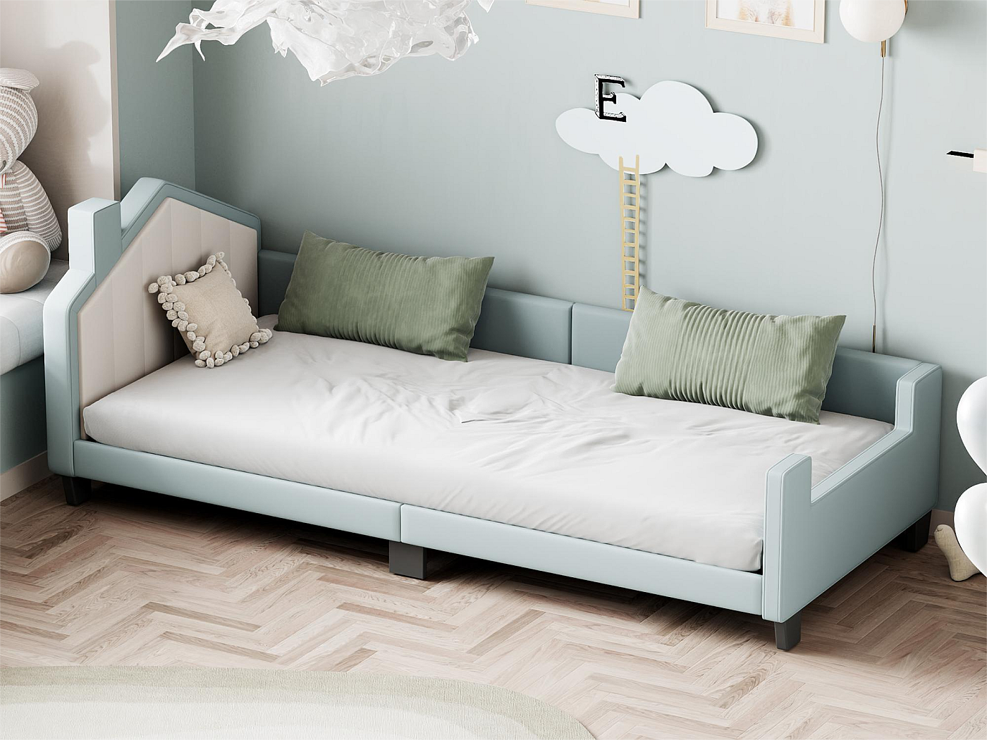 Slaapbank 90x190cm met opbergruimte en lattenbodem, fluweelroze