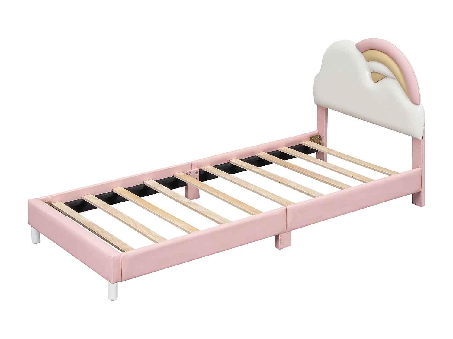 Letto per bambini con testiera a forma di nuvola - 90 x 200 cm - similpelle - rete a doghe in legno - rosa