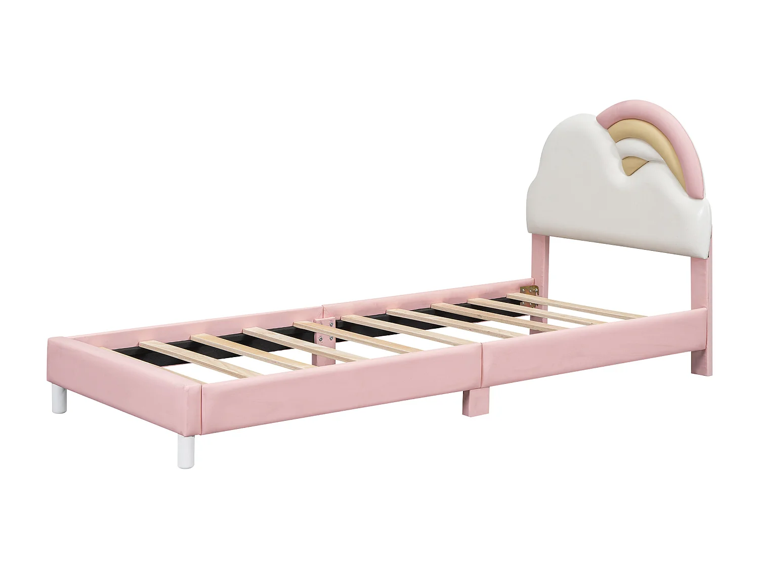 Letto per bambini con testiera a forma di nuvola - 90 x 200 cm - similpelle - rete a doghe in legno - rosa