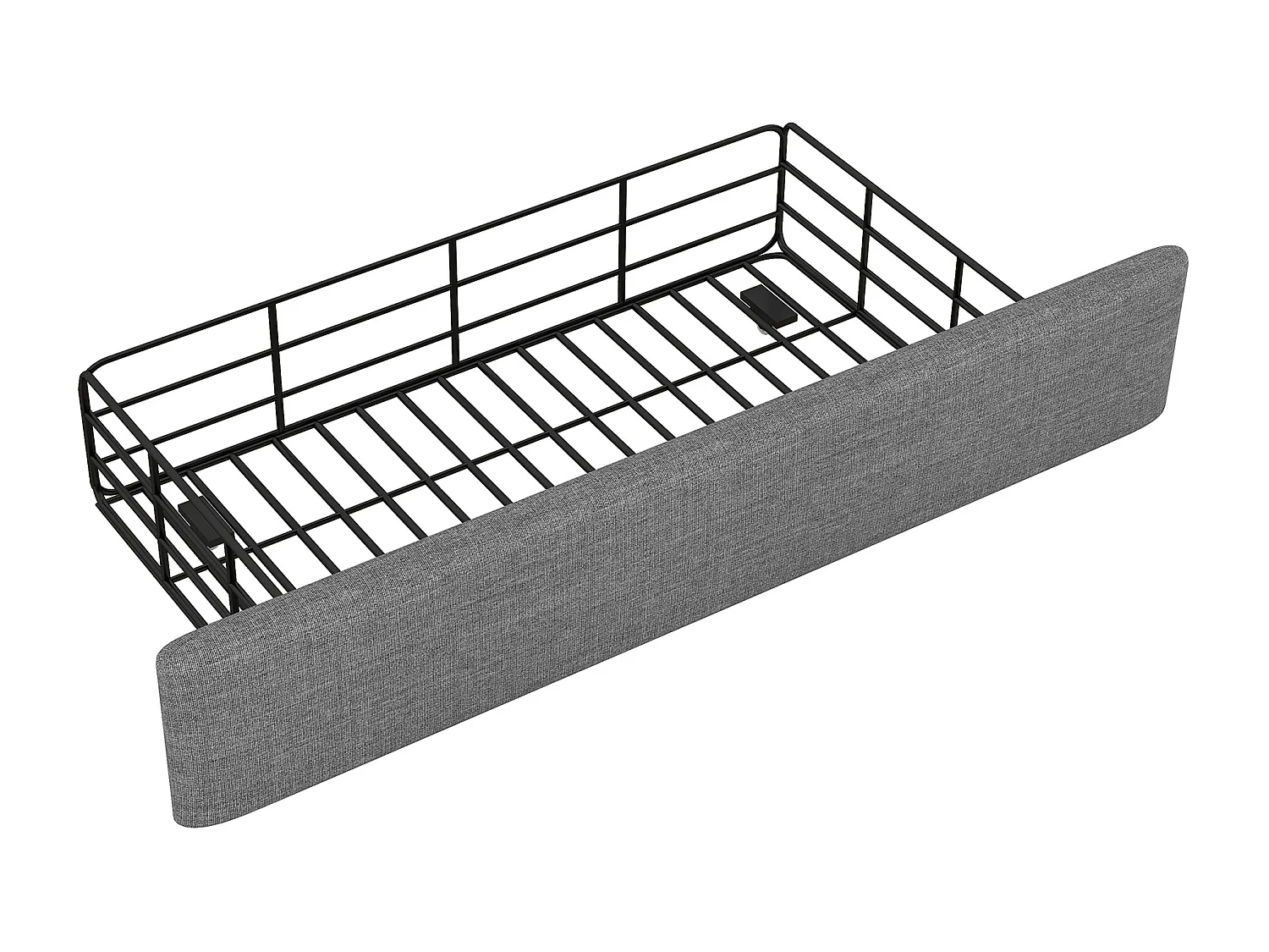 Gestoffeerd bed 140 x 200 cm met 4 laden voor volwassenen - linnenstof - grijs