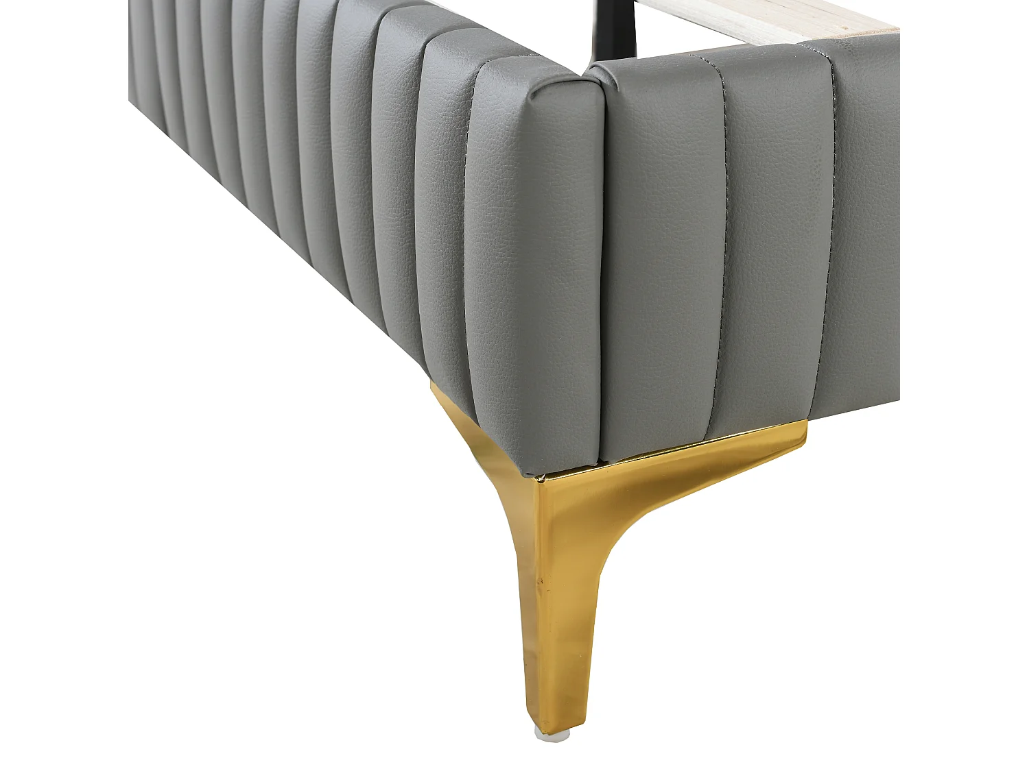 Polsterbett mit verstellbarem Kopfteil – 140 x 200 cm – Kunstleder – Metallbeine – Grau