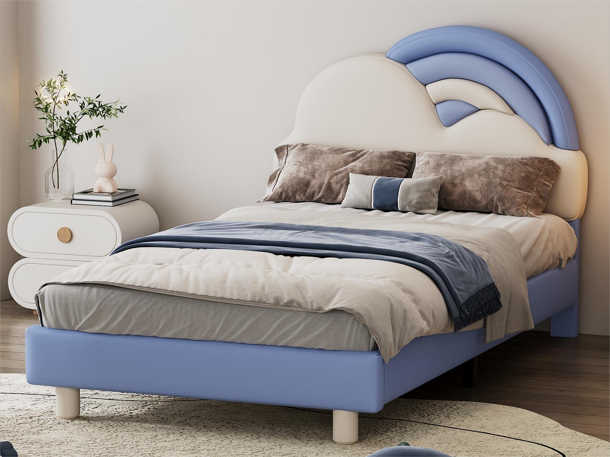 VECELO Bedframe van hout, metalen bed, 140 x 200 cm