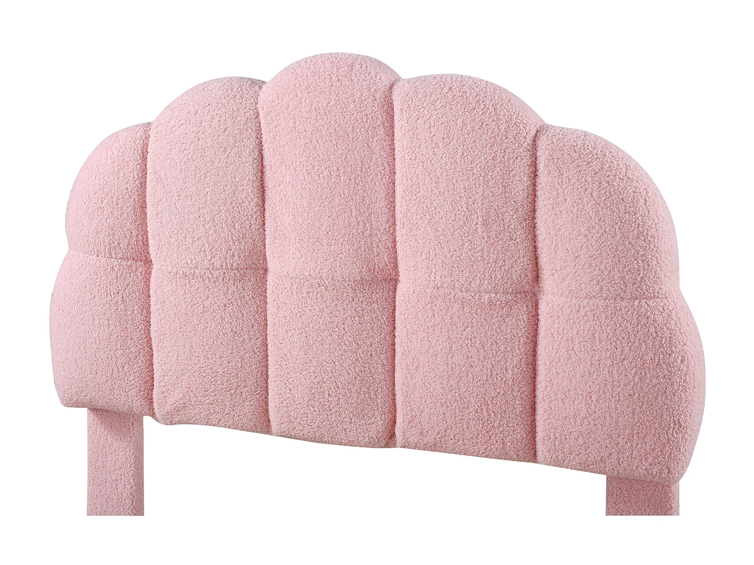 Letto imbottito con testiera - 90 x 200 cm - Tessuto French Terry e legno MDF - Rete a doghe - Rosa