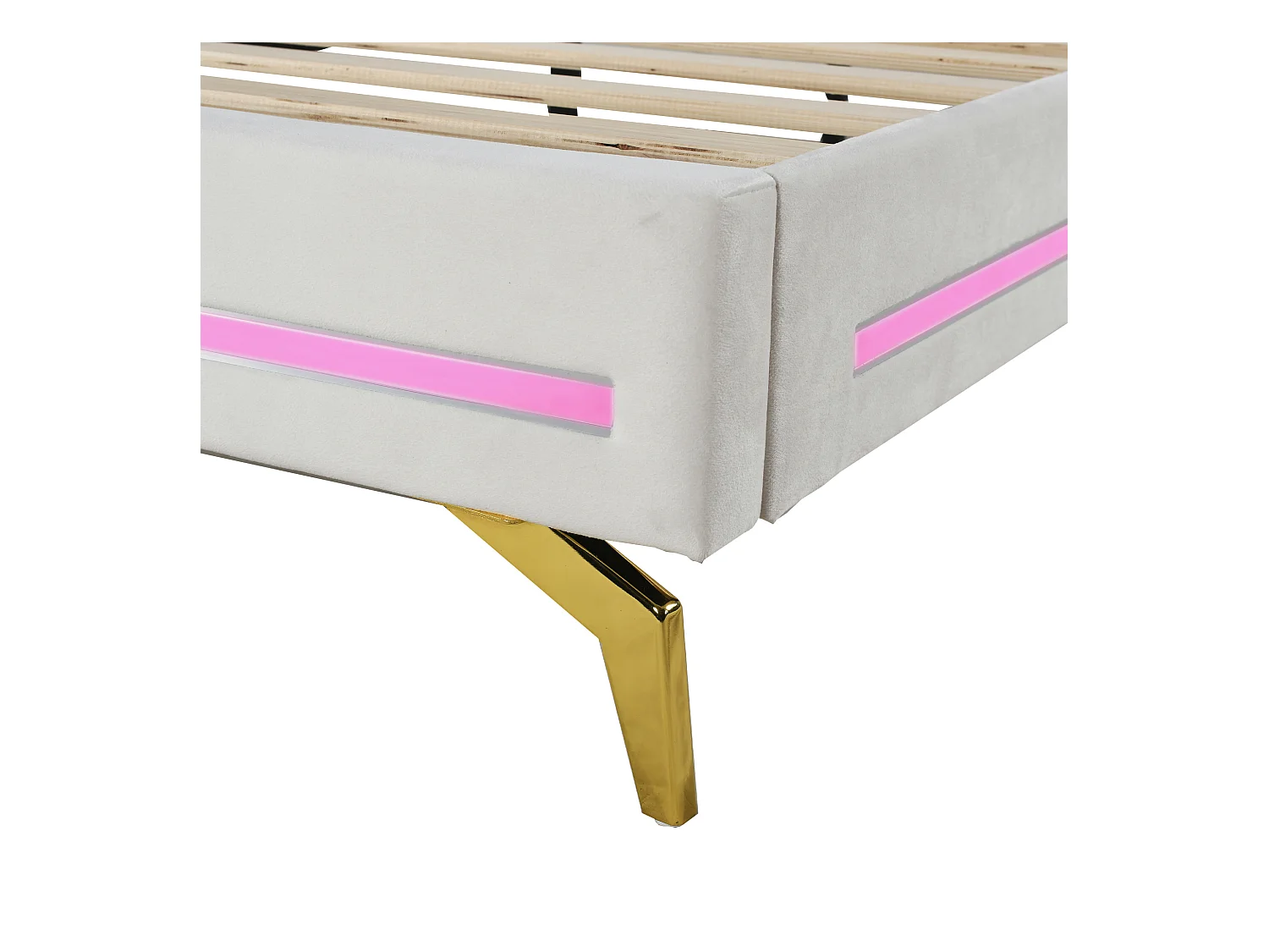 Gestoffeerd bed 140 x 200 cm met verstelbaar hoofdeinde - fluweel - LED's - wit